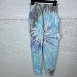 NWT Marissa Rose Blue & Purple tie-dye comfy Track Pant joggers size small
